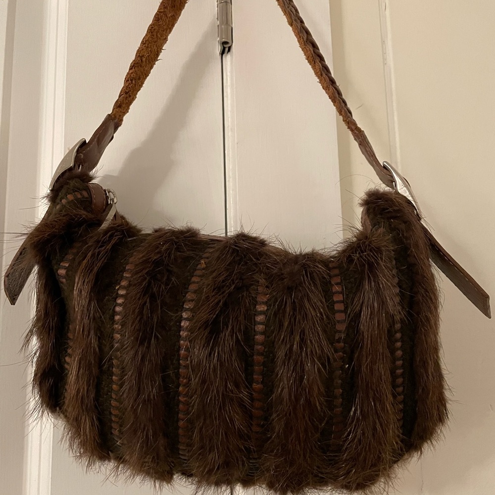 tucci faux fox bag - genuine leather.